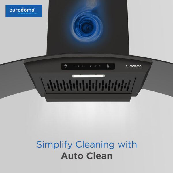 Eurodomo HOOD CLASSY IN HC SC FL BK 90 Auto Clean Curved Glass 90 cm