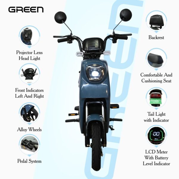 Green Sunny Electric Scooter for Adult’s Commuter with Rechargeable Battery, No RTO Registration or DL Required, (60Km, Blue) - Image 2