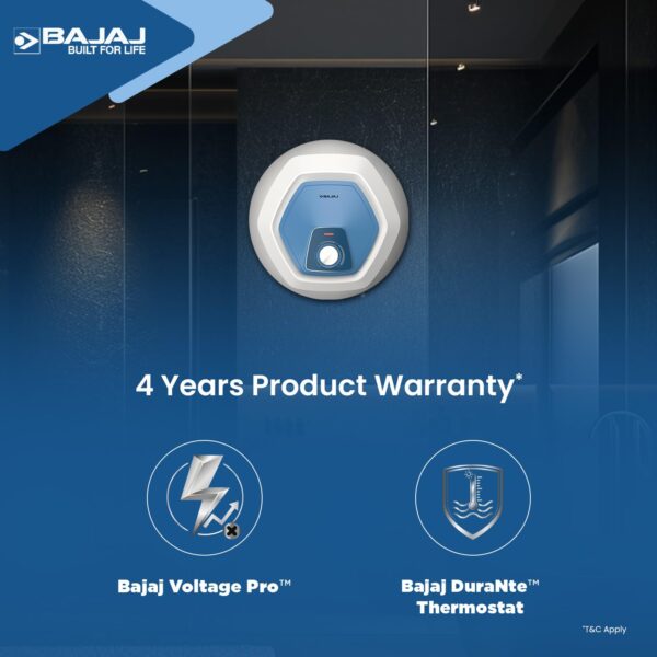 Bajaj Armour Series Contempo 15L Storage Water Heater For Home|5 Star Rated Geyser For Bathroom|Thermo-Knob|Shock Resistant Rust Proof|Child Safety - Image 3
