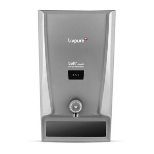 Livpure Bolt+ Copper with 80% Water Savings, Copper+RO+In-Tank UV+Mineraliser+, 7 L tank, Water Purifier for home, (Grey) Suitable for Municipal, Tanker, Borewell water