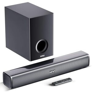 Mivi Fort H120 Soundbar, [Just Launched]- 120W Home Theatre Sound Bar, 2.1 Channel, 2 in-Build Speakers and 1 External Subwoofer, Multiple EQ & Input Modes