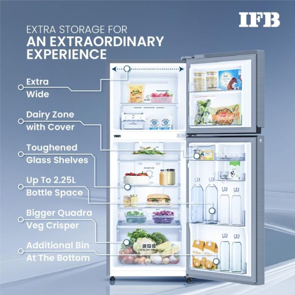IFB 241L 3 Star Frost Free Advanced Inverter Double Door Refrigerator (Eco Cool IFBFF-2913DBSE, Brush Grey, 7 in 1 Multi Mode with 360 Degree Cooling) - Image 3