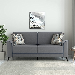 Amazon Brand - Solimo Fensmark 3 Seater Sofa (Fabric, STEEL GREY)