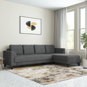 Solimo Tissburg 5 Seater LHS Sectional Sofa (Fabric, Brown)