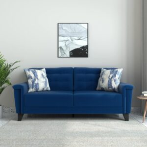 Solimo Salmour 3 Seater Sofa (Fabric, Royal Blue)