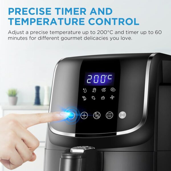 Midea 5L Air Fryer | 1500W Power | Digital display with 8 preset menu settings | Crisp Frying, Grill, Roast, Steam & Bake | Auto Cut-Off | 90% Less Oil | Non Stick Coating & Crisper Basket - Image 3