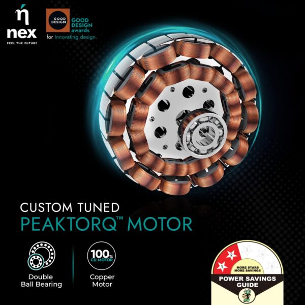 NNEX by BAJAJ Glyde A40 1200 MM | BEE 2 Star Rated Premium Ceiling Fan | 20% Higher Air Thrust* | Airfluence™ Al Blades | Adjustable Downrod | 2-Yr Warranty 【Snow White】 - Image 2
